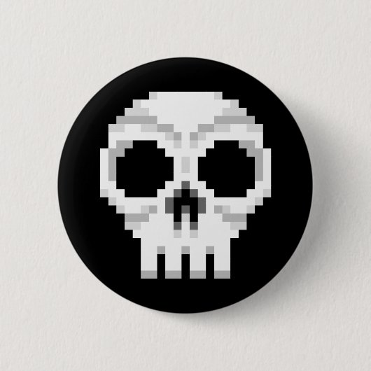 Videogame Death Skull - Pixel Art Ronde Button 5,7 Cm (Voorkant)