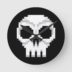 Videogame Death Skull - Pixel Art Ronde Klok