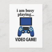 Videogame Ik ben bezig met het spelen van videogam Briefkaart (Voorkant)