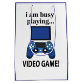 Videogame Ik ben bezig met het spelen van videogam Medium Cadeauzakje (Achterkant)