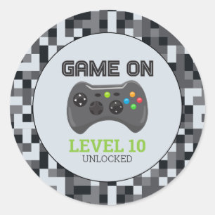 Videogame Level Up Controller Verjaardagsfeestje Ronde Sticker