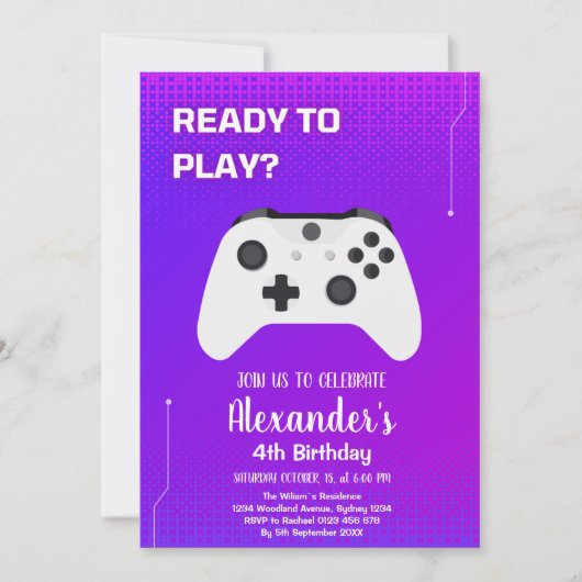 Videogame Neon Game On Level Up Kaart (Voorkant)