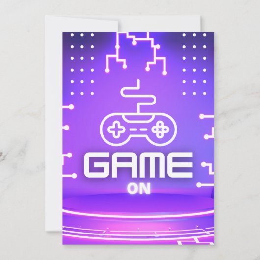 Videogame Neon Game On Level Up Kaart (Achterkant)