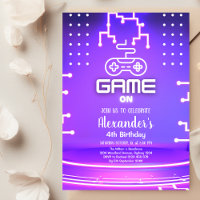Videogame Neon Game On Level Up