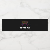 Videogame Niveau Omhoog Gamer Neon Waterfles Etiket (Enkel label)