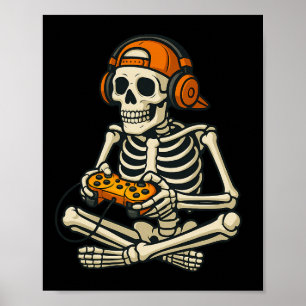 Videogame Skeleton Halloween Gaming Tiener Gamer M Poster