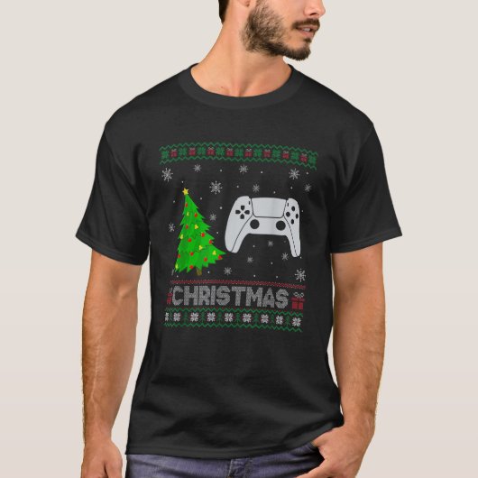 Videogameconsole Xmas Tree Lighting Ugly Christmas T-shirt (Voorkant)