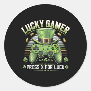 Videogamecontroller Ierse gamerjongens St. Patrick Ronde Sticker