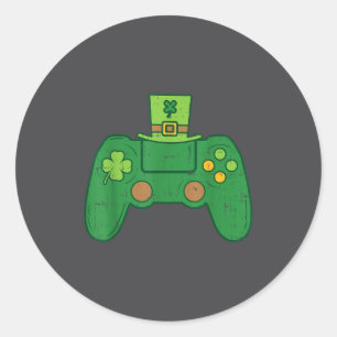 Videogamecontroller Ierse gamerjongens St. Patrick Ronde Sticker