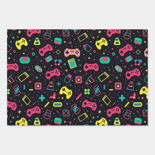 Videogamecontrollers en speelgoedpatroon inpakpapier vel (Voorkant 2)