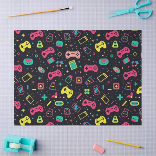 Videogamecontrollers en speelgoedpatroon tissuepapier (Craft)