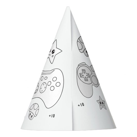 Videogamefeest - Kleur uw eigen Pet Feesthoedjes (Achterkant)