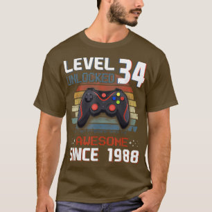 Videogameniveau 34 Onvergrendelde Vintage 1988 Man T-shirt