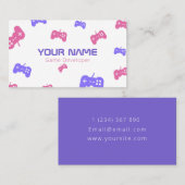 Videogameontwikkelaar Tester Console roze en Paars Visitekaartje (Voorkant / Achterkant)