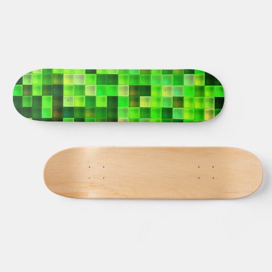 Videogamepixels groen vierkant patroon skateboard (Horizontaal)
