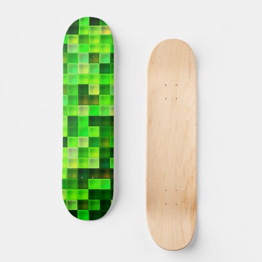Videogamepixels groen vierkant patroon skateboard (Voorkant)