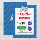 Videogamer Blauwe Rode Vrachtwagens uitnodigen Kaart (Voorkant / Achterkant)