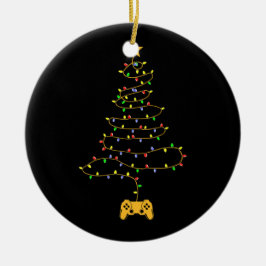 Videogamer kerstboom lampjes voor games Pajama Keramisch Ornament