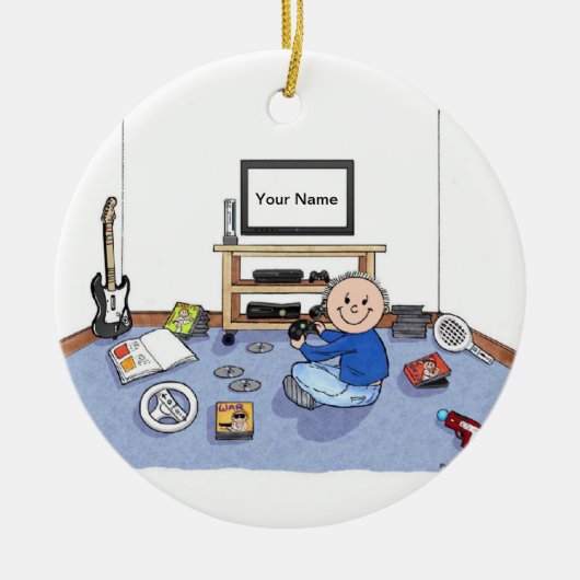 Videogamer - Mannelijk Keramisch Ornament (Voorkant)