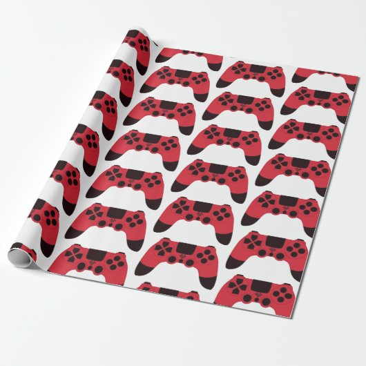 Videogames nerd gamer gaming controller cadeaupapier (Uitgerold)