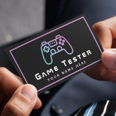 Videogametester Gamer Modern Pink Neon Visitekaartje