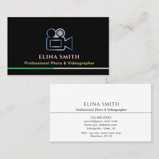 Vidéographe professionnel Carte de visite (Devant / Derrière)