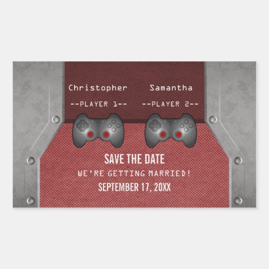 Videospel Bewaar de datumstickers, kastanjebruin Rechthoekige Sticker (Voorkant)