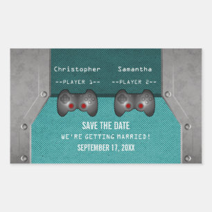 Videospel Bewaar de datumstickers, turquoise Rechthoekige Sticker