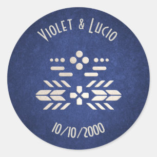 Videospel Geek Blauw Bruiloft Ronde Sticker