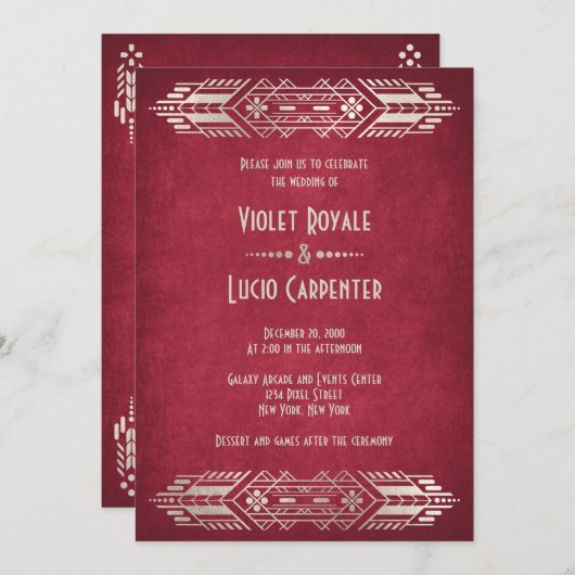 Videospel Geek Rood Bruiloft Kaart (Voorkant / Achterkant)