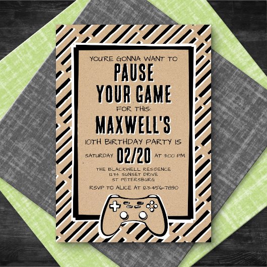 Videospel Grappige Verjaardag uitnodiging
