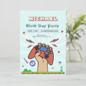 Videospel Kinderen Verjaardag Party Uitnodiging (Staand voorkant)