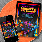 Videospel Kleurrijke Uitnodiging van de Verjaardag