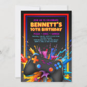 Videospel Kleurrijke Uitnodiging van de Verjaardag (Voorkant)