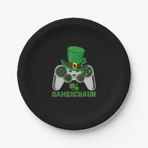 Videospel Leprechaun Boys St Patricks Day Gamer Papieren Bordje
