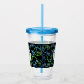 Videospel Neon Blauw & Groen Patroon Monogram Acryl Drinkbeker (Rechts)