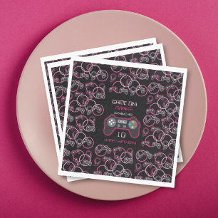 Videospel Neon Roze Meisjes Verjaardagsfeestje Servet