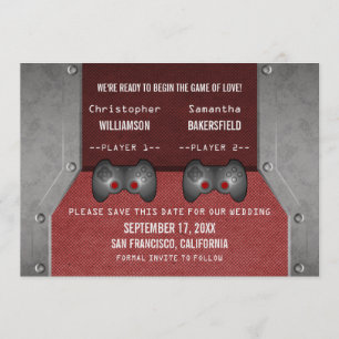 VideoSpel sparen de Datum uitnodigen, Maroon Save The Date