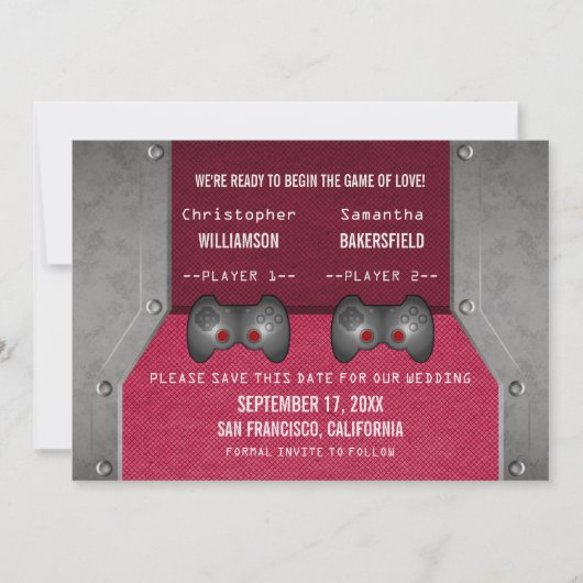 VideoSpel sparen de Datum uitnodigen, Roze Save The Date (Voorkant)