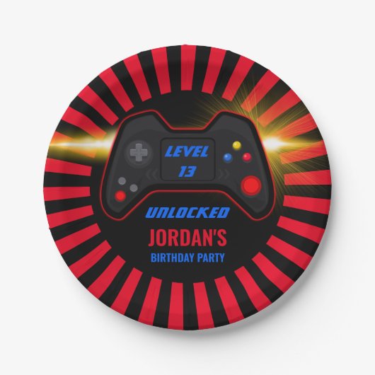 Videospel Verjaardag Papieren Bordje (Voorkant)