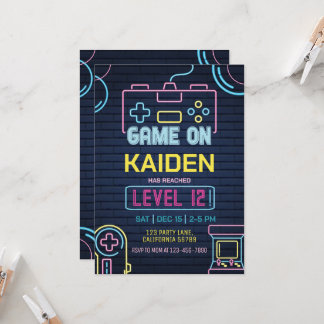 Videospel Verjaardag Uitnodiging Arcade Uitnodigin
