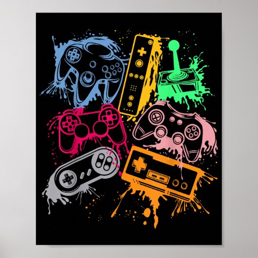 Videospelconsole-controllers 80-90-inch boog herst poster (Voorkant)