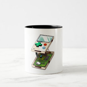Videospelconsole patroon. tweekleurige koffiemok