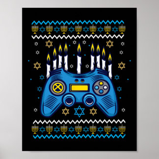 Videospelcontroller Hanukka Menora Kaarsen Joods Poster