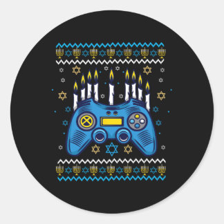 Videospelcontroller Hanukka Menora Kaarsen Joods Ronde Sticker