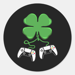 Videospelcontroller Ierse gamerjongens St. Patrick Ronde Sticker