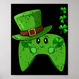 Videospelcontroller Shamrock St Patricks Day Gam Poster