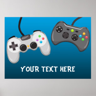 Videospelcontrollers Verjaardagsfeest Banner Poster