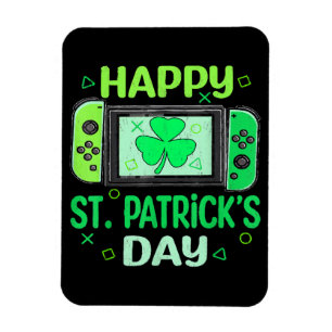 Videospelende klavertje Happy St. Patrick's Day Magneet