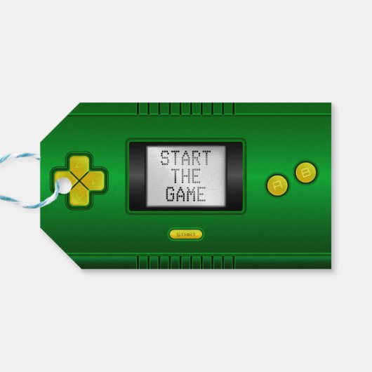 Videospellen geïnspireerde retro handheld console cadeaulabel (Achterkant Horizontaal)